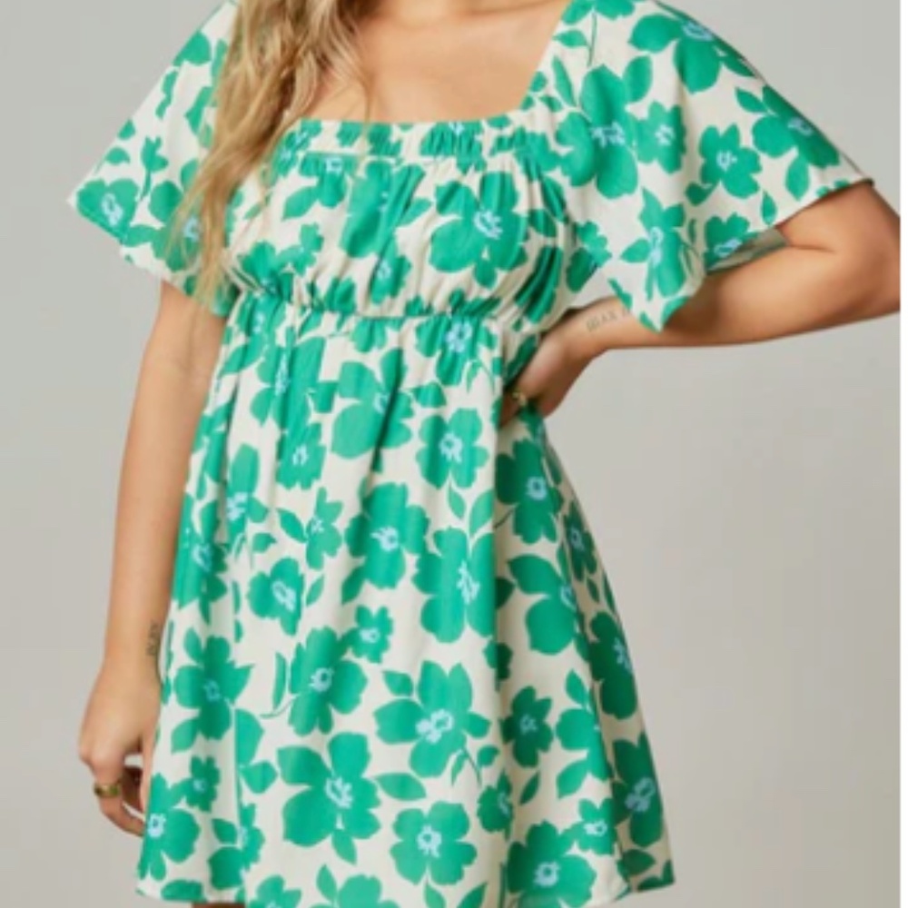 Green Floral Altar'd State Mini Dress